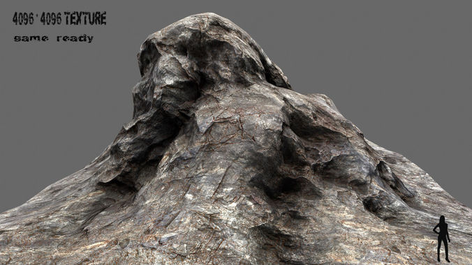 Rock mountain ready to be rendered Low-poly 3D model