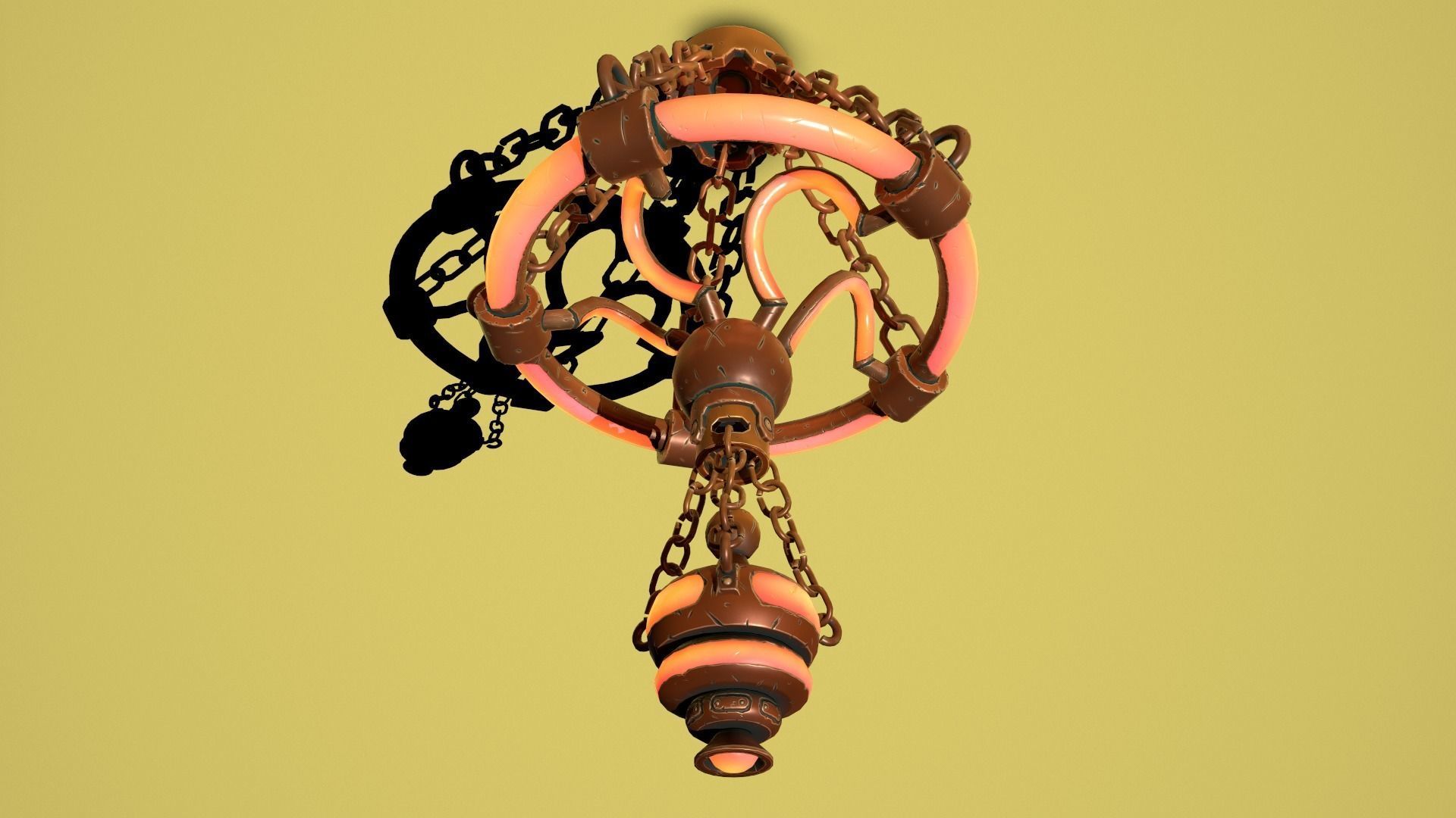 Fantasy bronze chandelier Low-poly 3D model_4