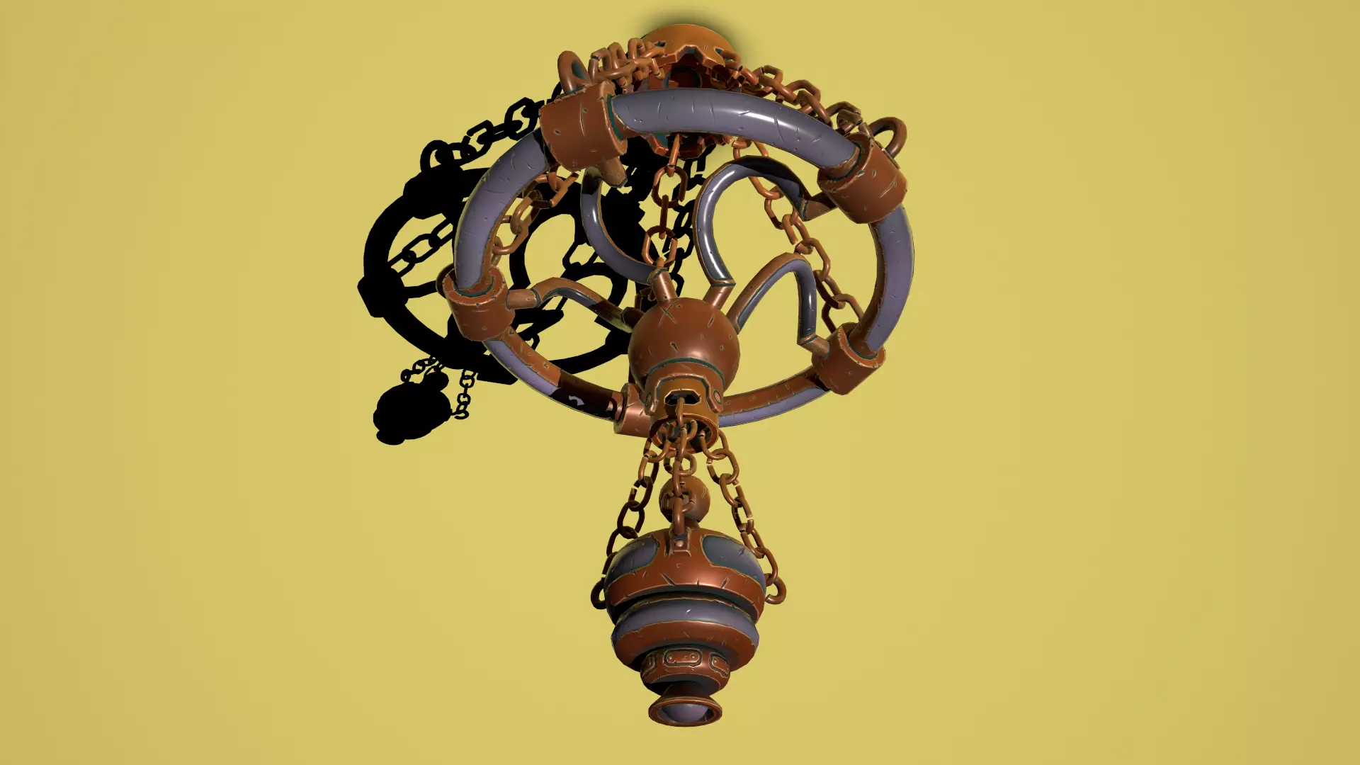 Fantasy bronze chandelier Low-poly 3D model_0