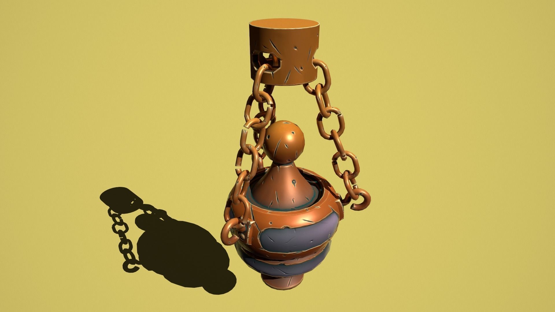 Fantasy bronze chandelier Low-poly 3D model_14