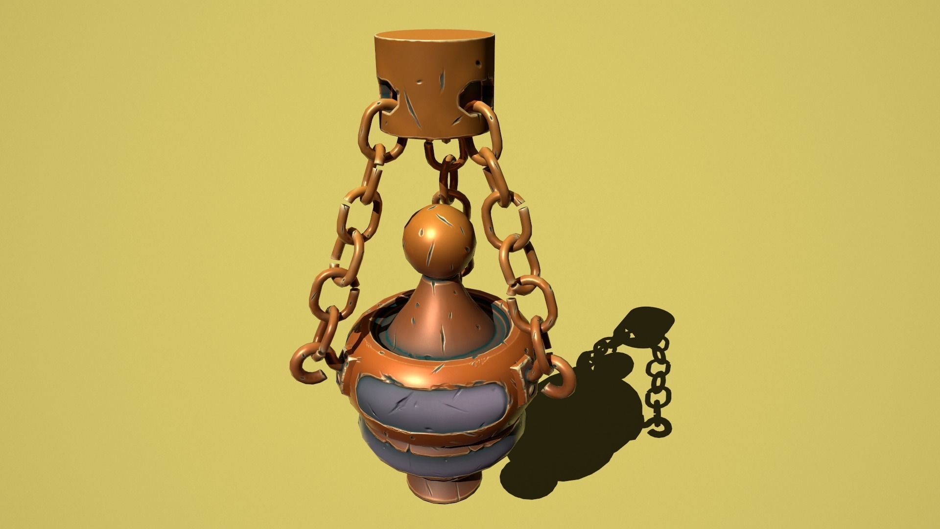 Fantasy bronze chandelier Low-poly 3D model_15
