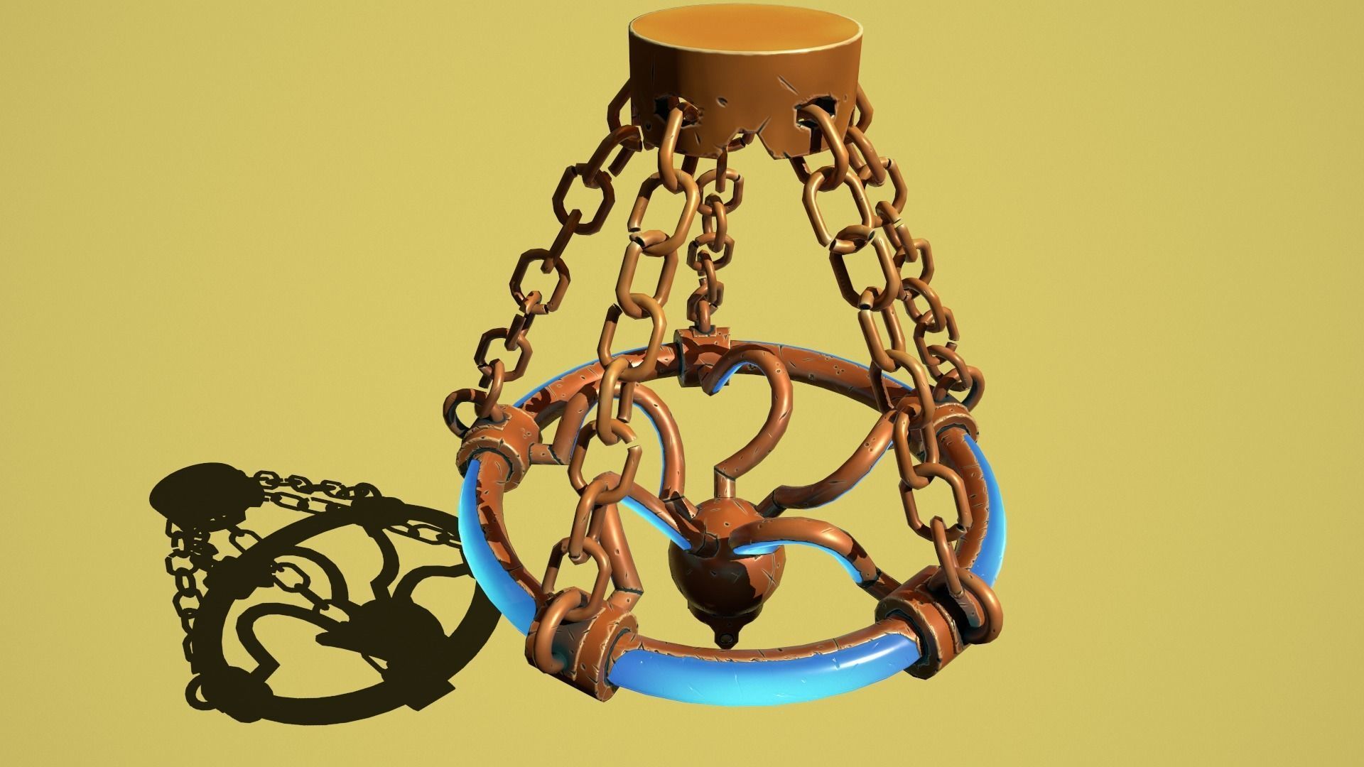 Fantasy bronze chandelier Low-poly 3D model_9