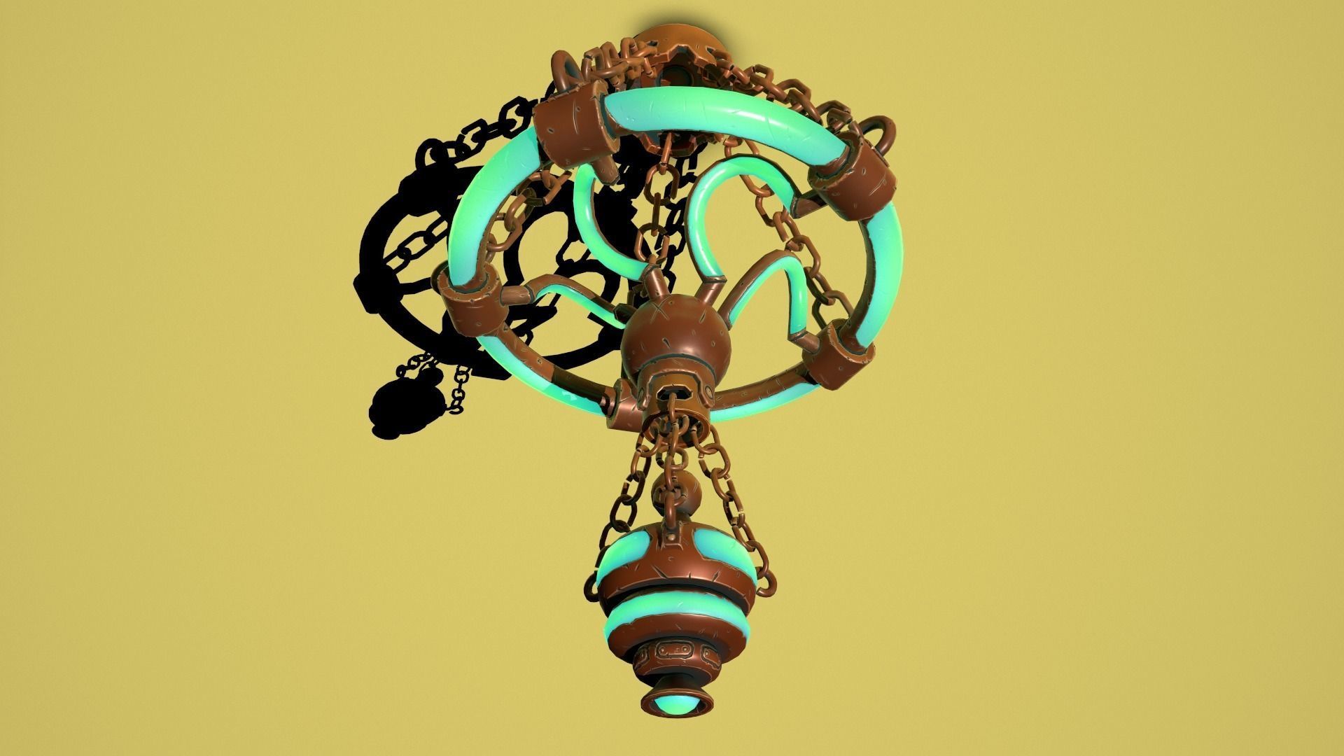 Fantasy bronze chandelier Low-poly 3D model_2