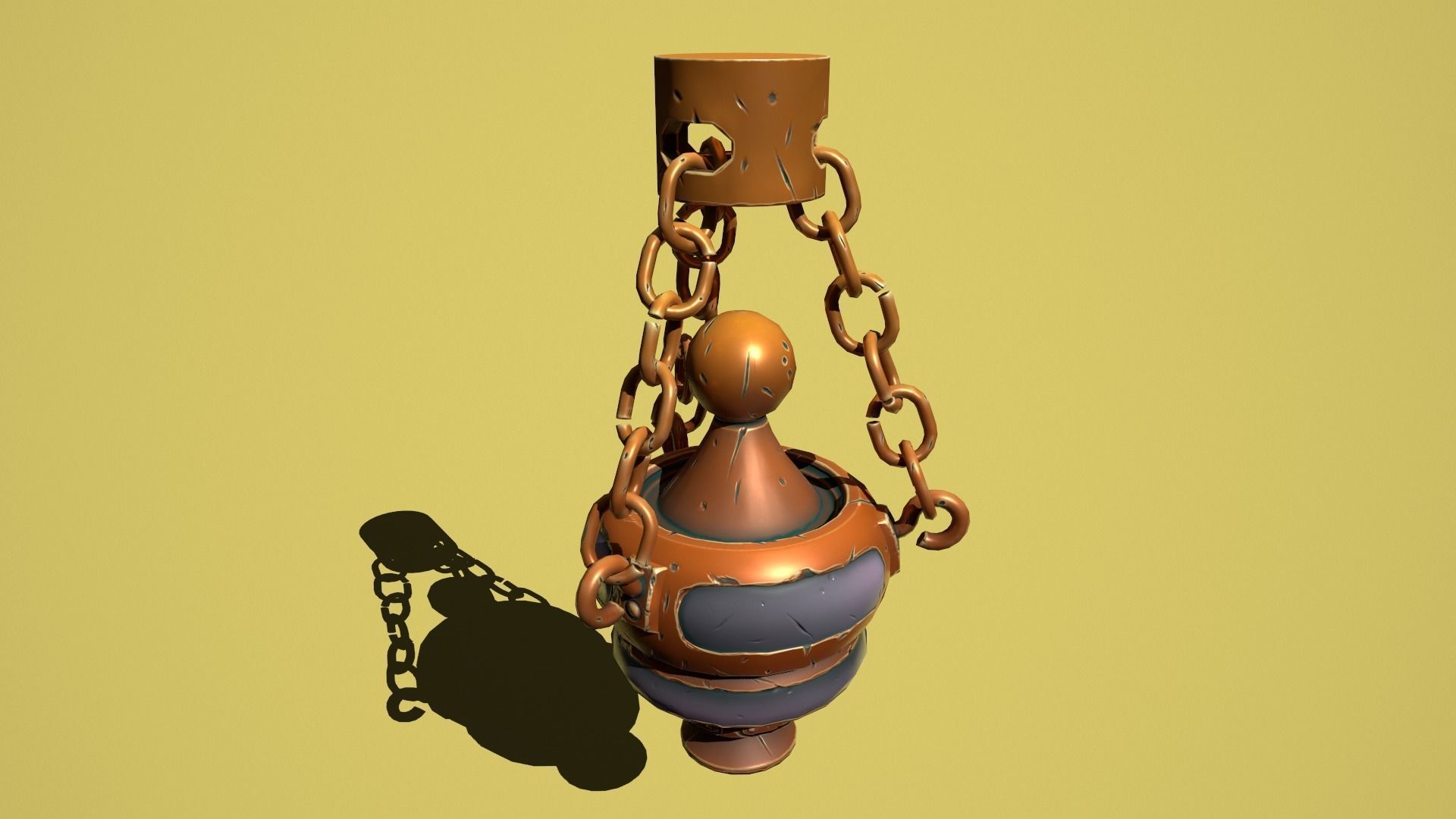 Fantasy bronze chandelier Low-poly 3D model_13