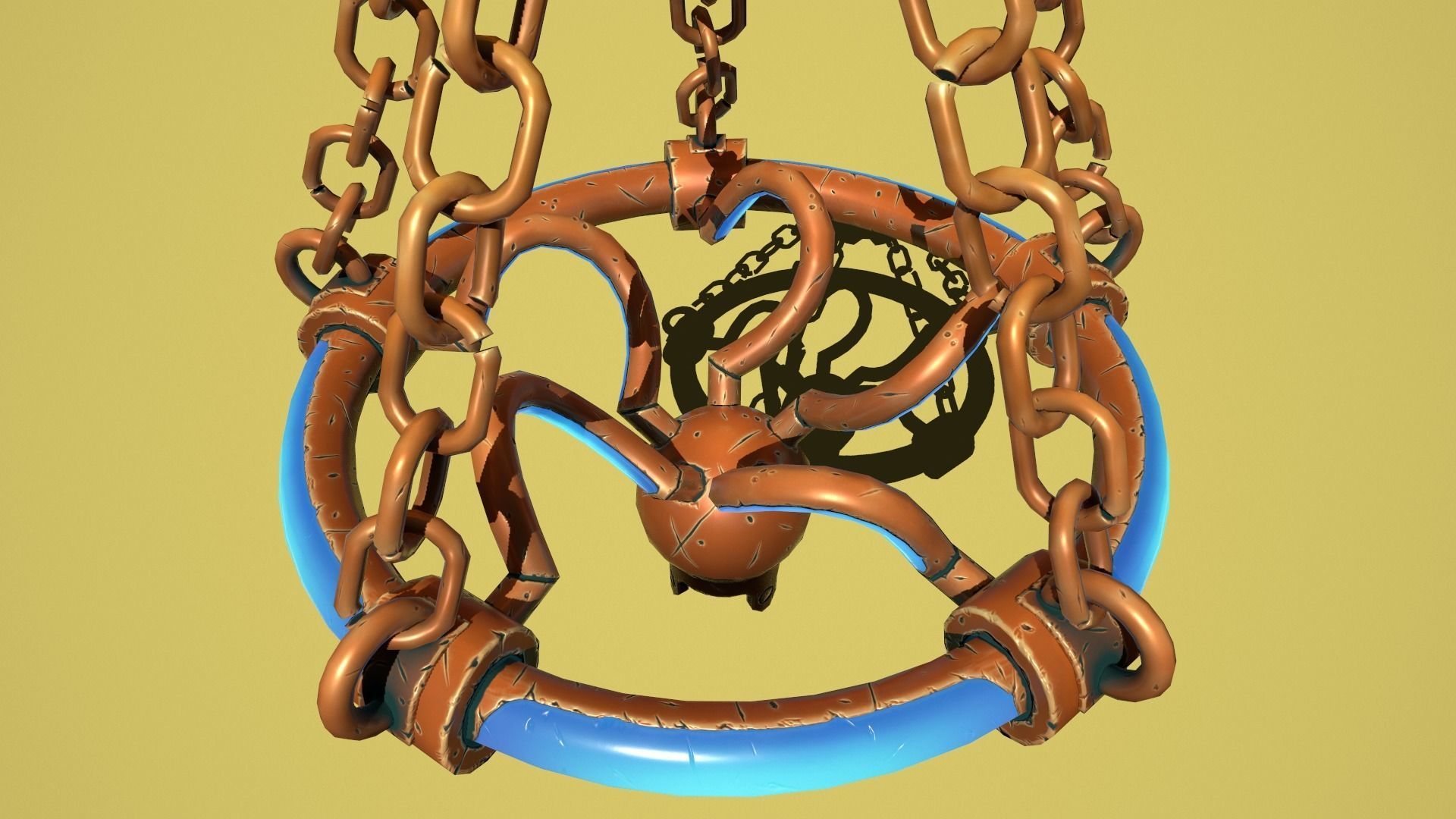 Fantasy bronze chandelier Low-poly 3D model_10