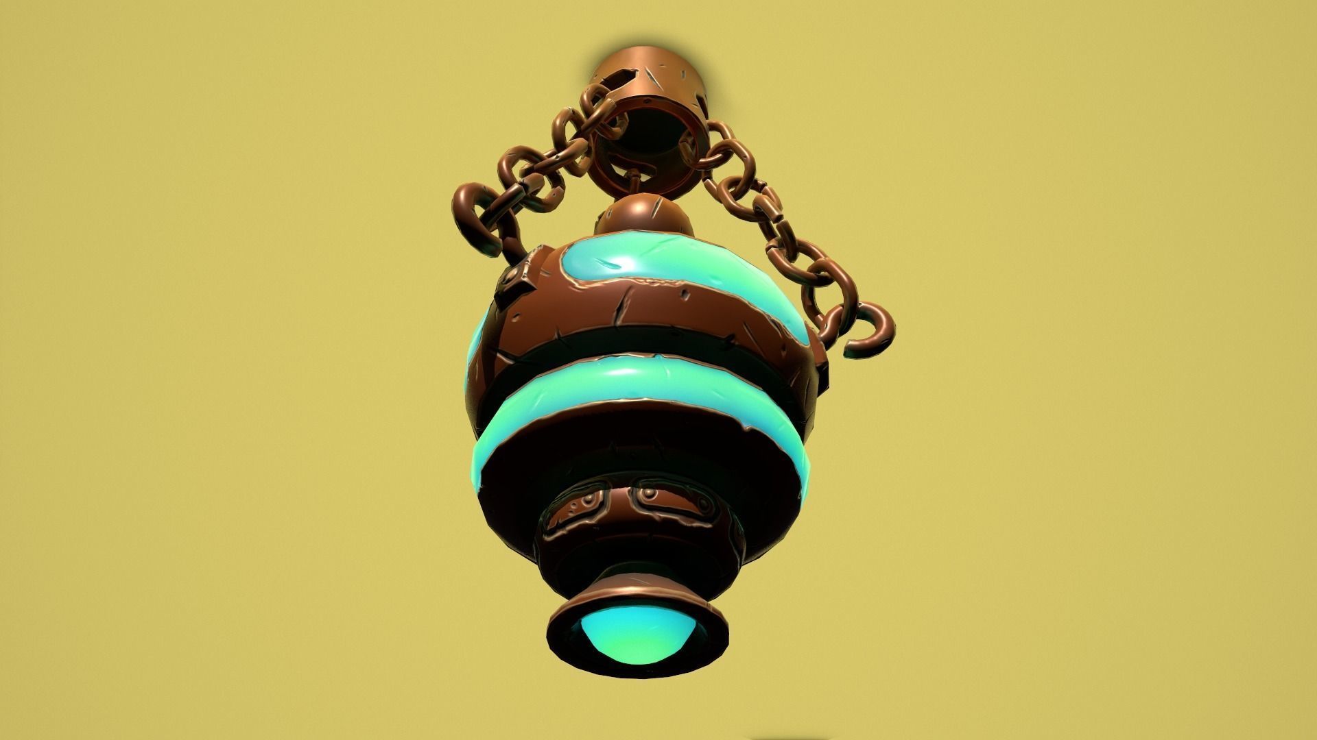 Fantasy bronze chandelier Low-poly 3D model_16