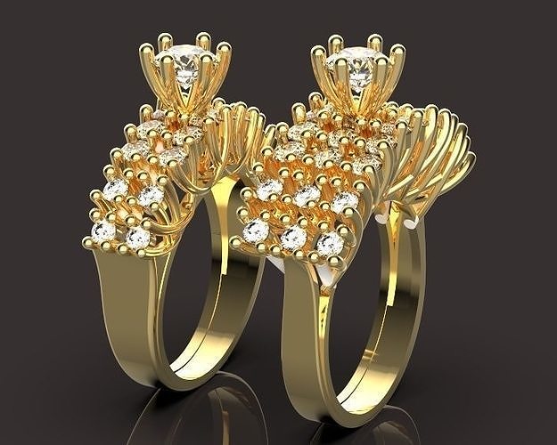solitaire ring Silver Gold  Print 3D print model