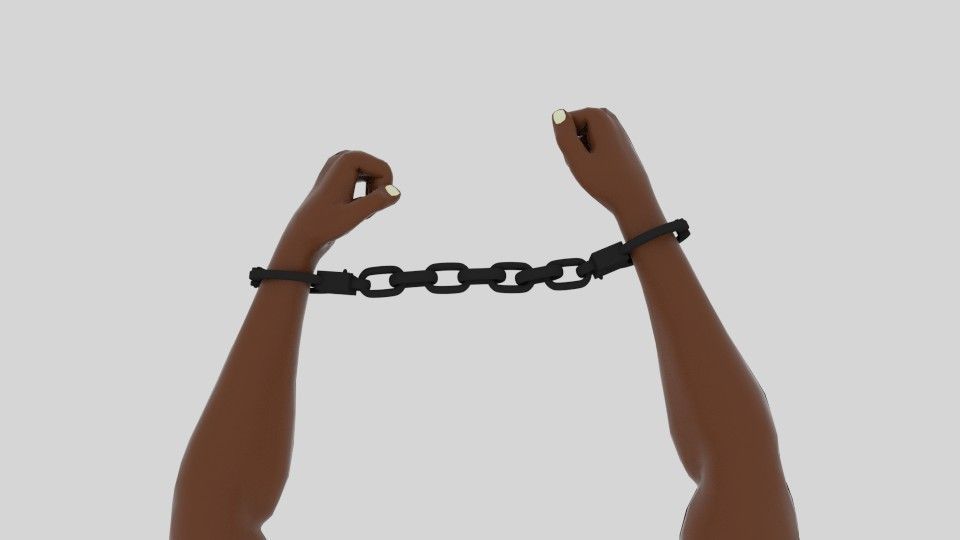 Emancipation man in chains 3D model_2