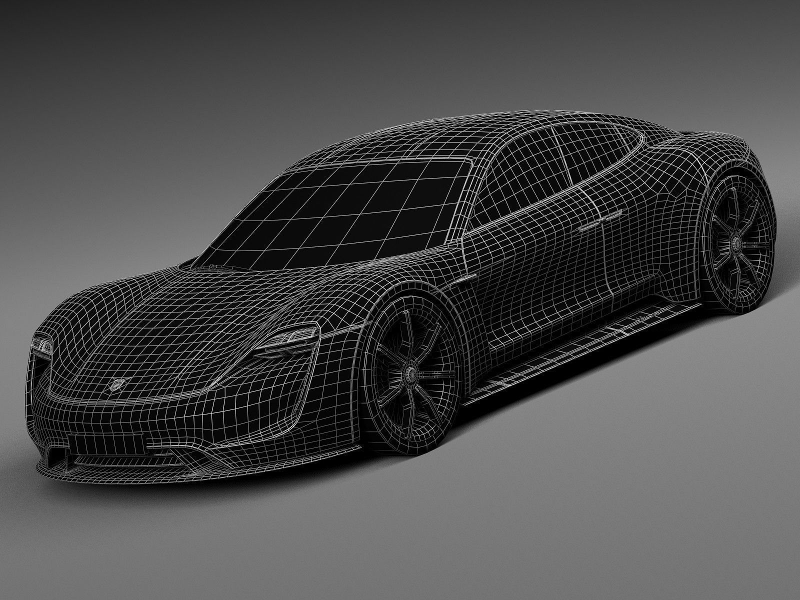 HQ LowPoly Porsche Mission E Concept 2015 Low-poly 3D model_12