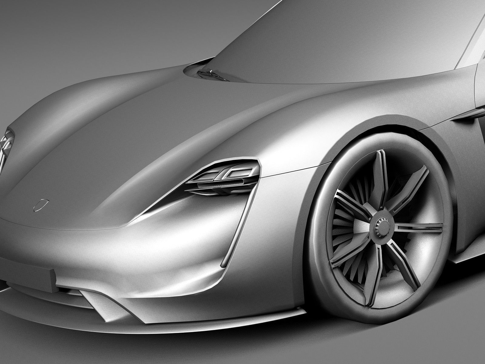 HQ LowPoly Porsche Mission E Concept 2015 Low-poly 3D model_9