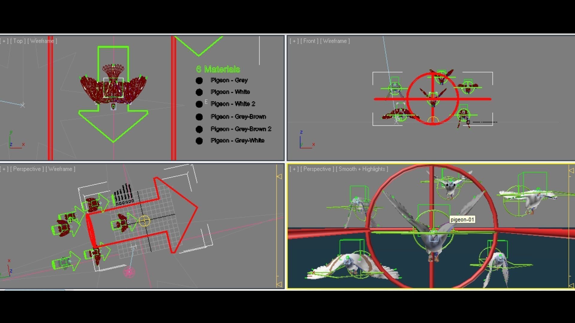 Flock of Birds - Pigeons - Rigged - Animated Low-poly 3D model_5
