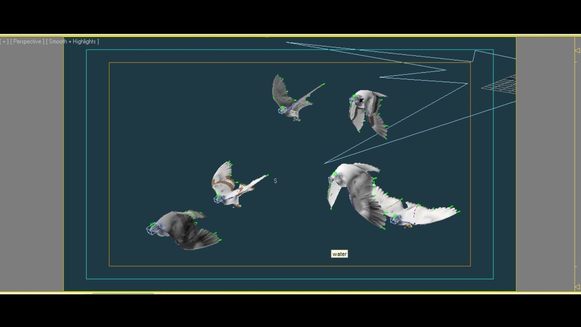 Flock of Birds - Pigeons - Rigged - Animated Low-poly 3D model_3