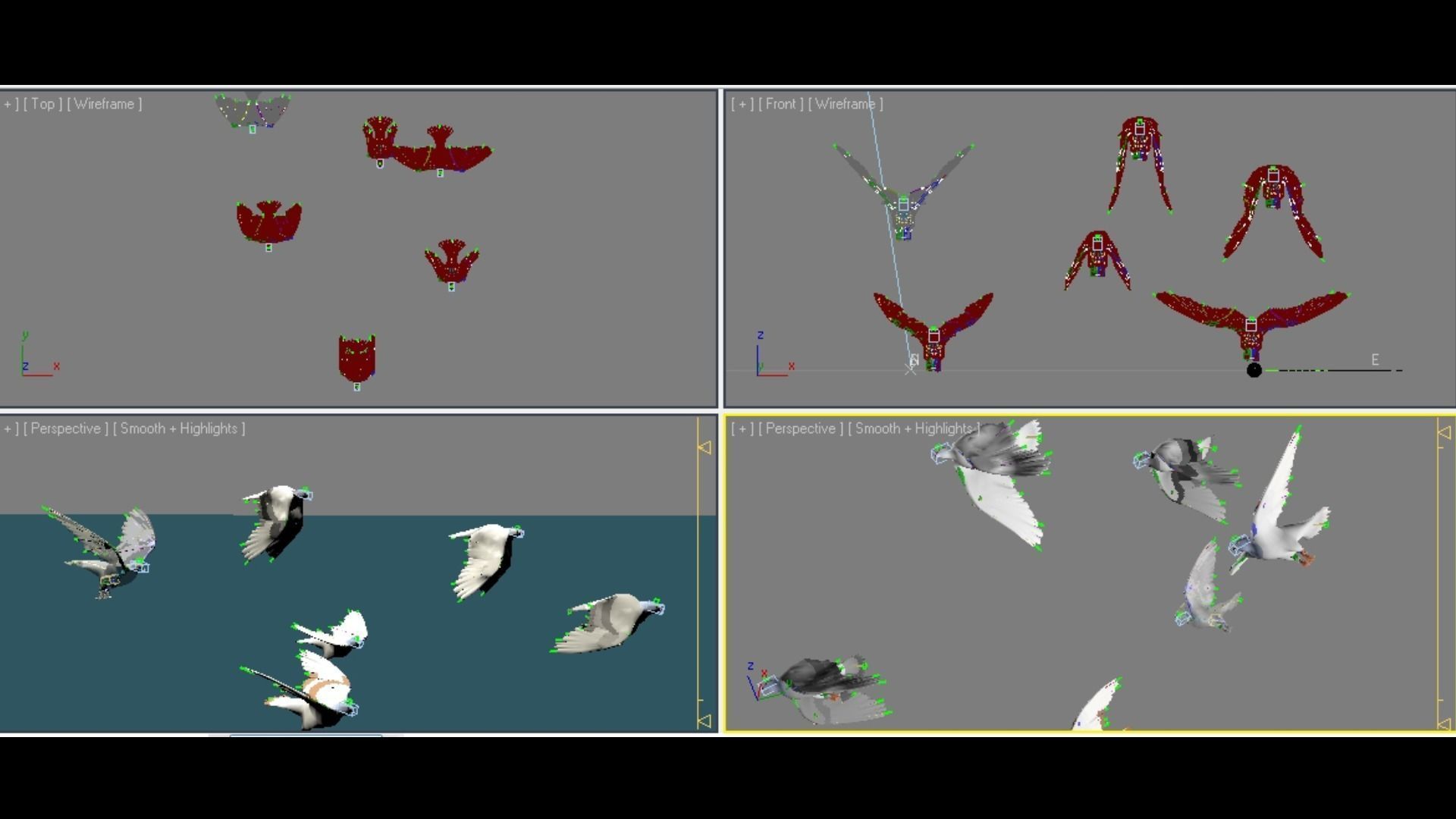 Flock of Birds - Pigeons - Rigged - Animated Low-poly 3D model_6