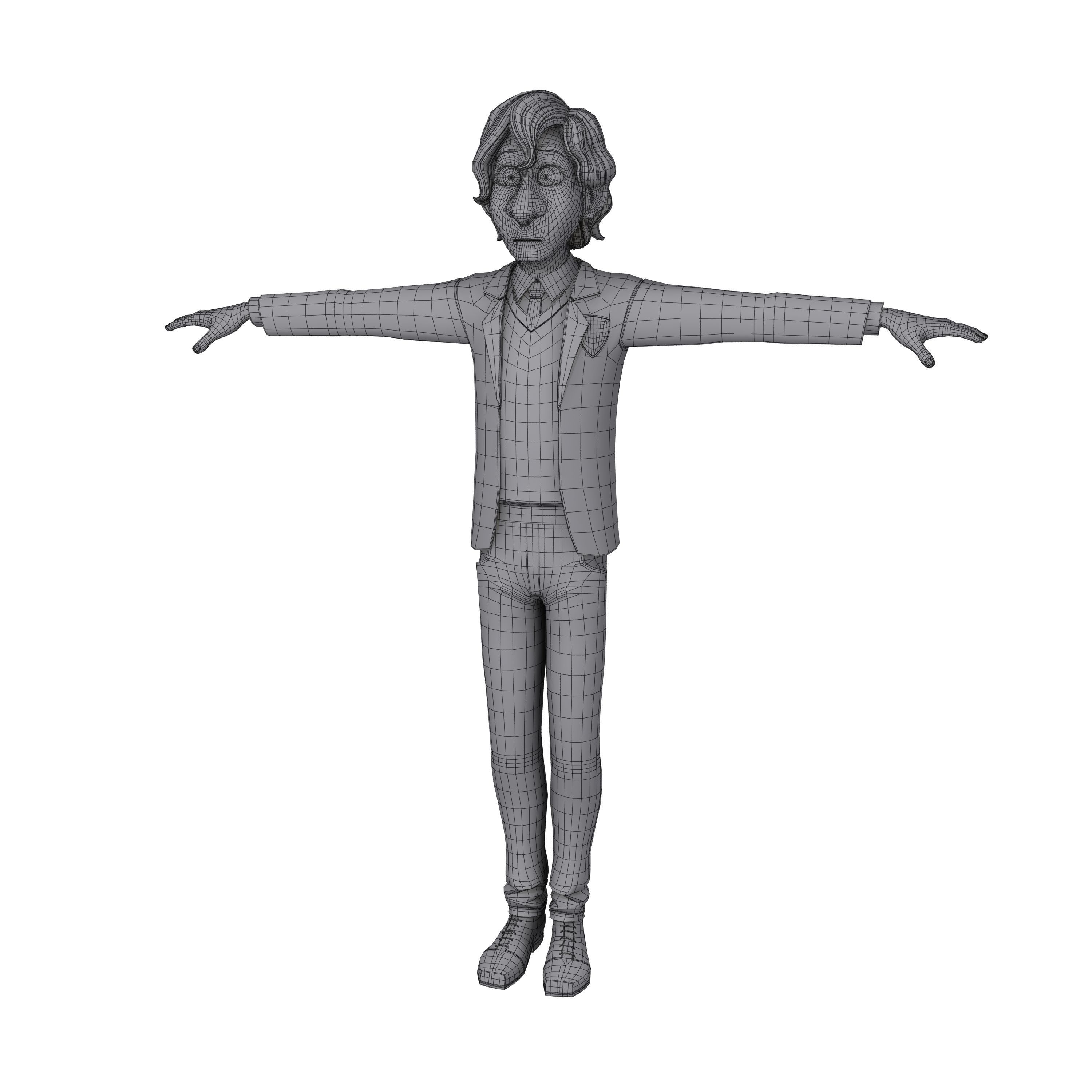 Student young man cartoon 01 3D model_7