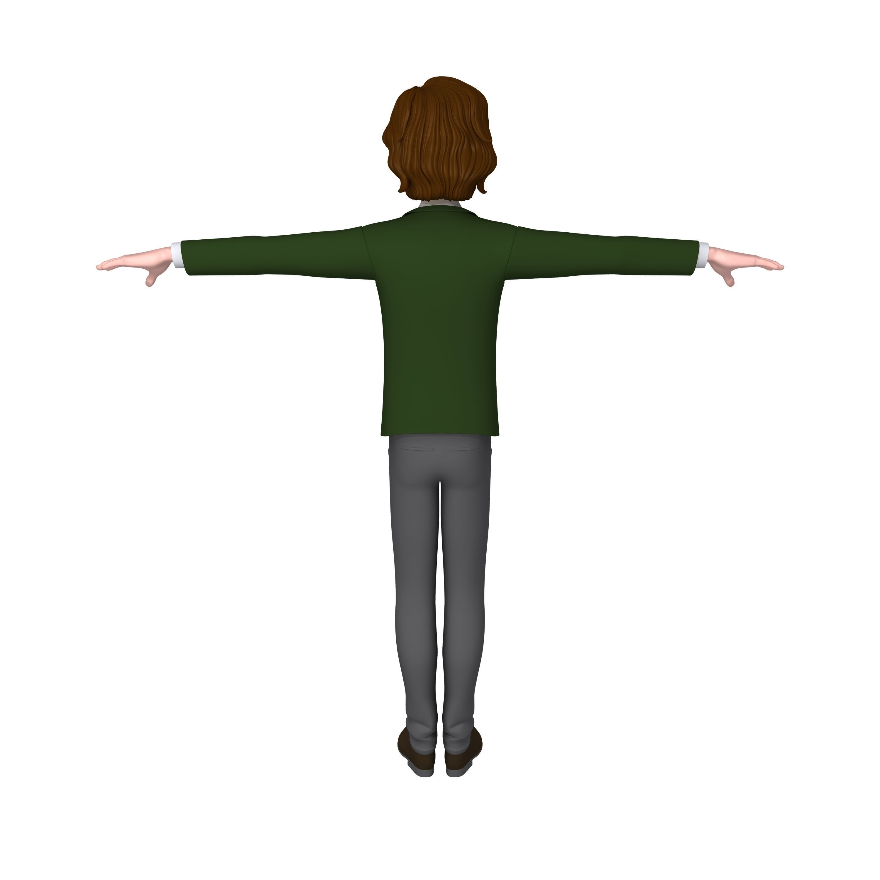 Student young man cartoon 01 3D model_2