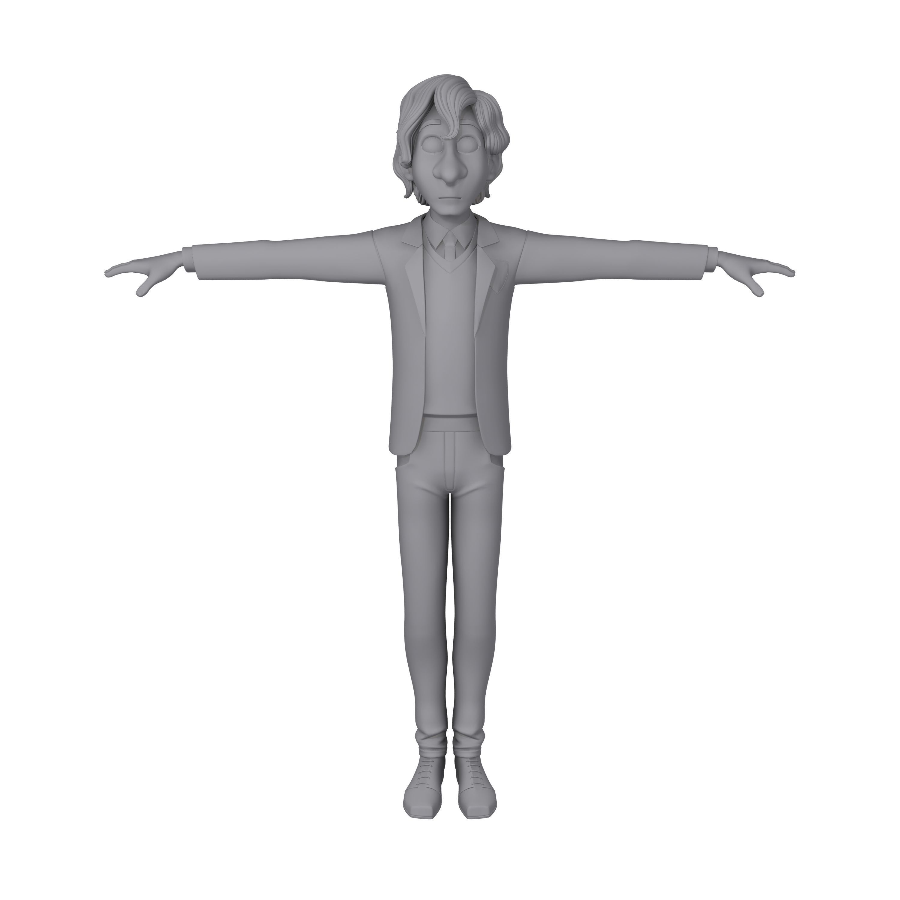 Student young man cartoon 01 3D model_8