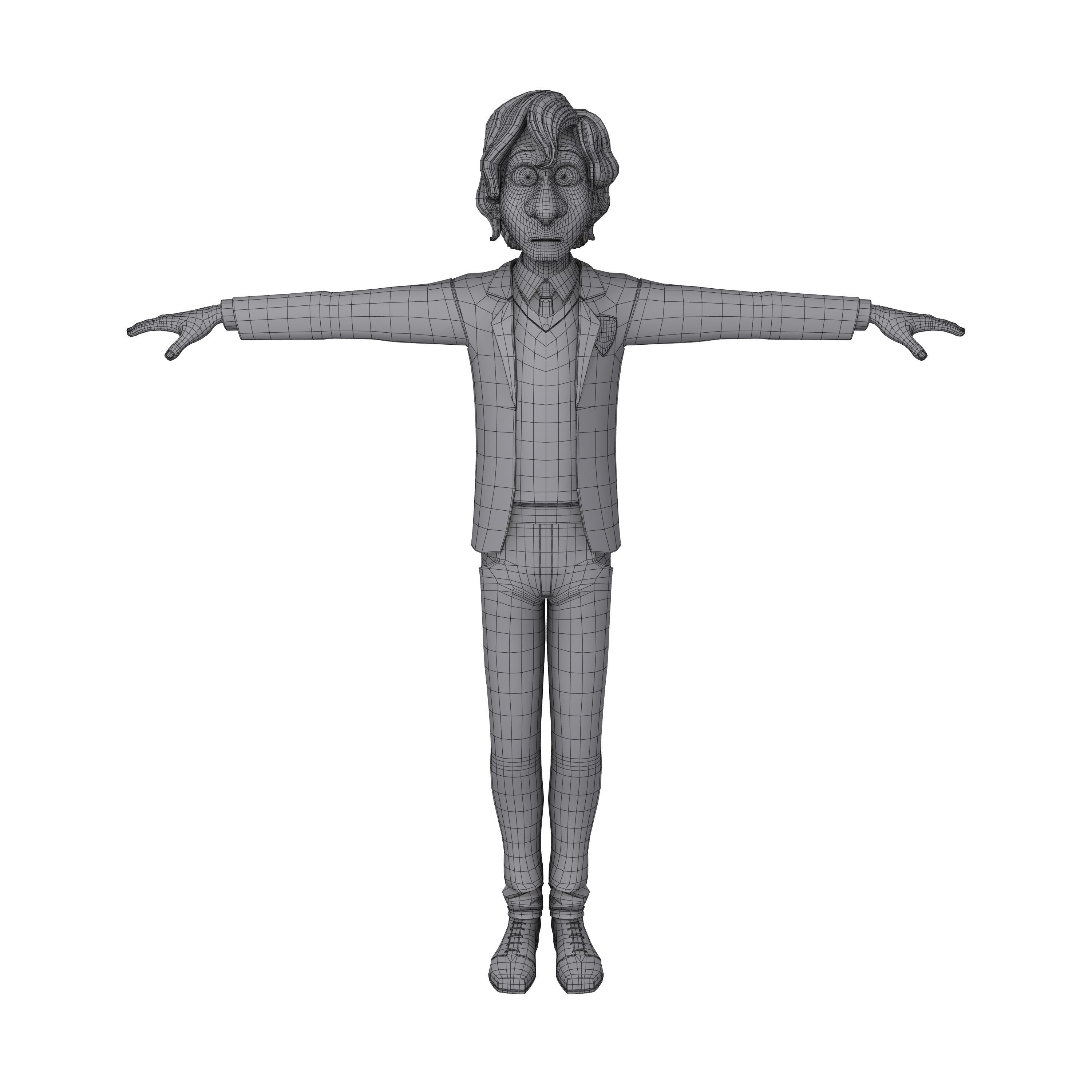 Student young man cartoon 01 3D model_4