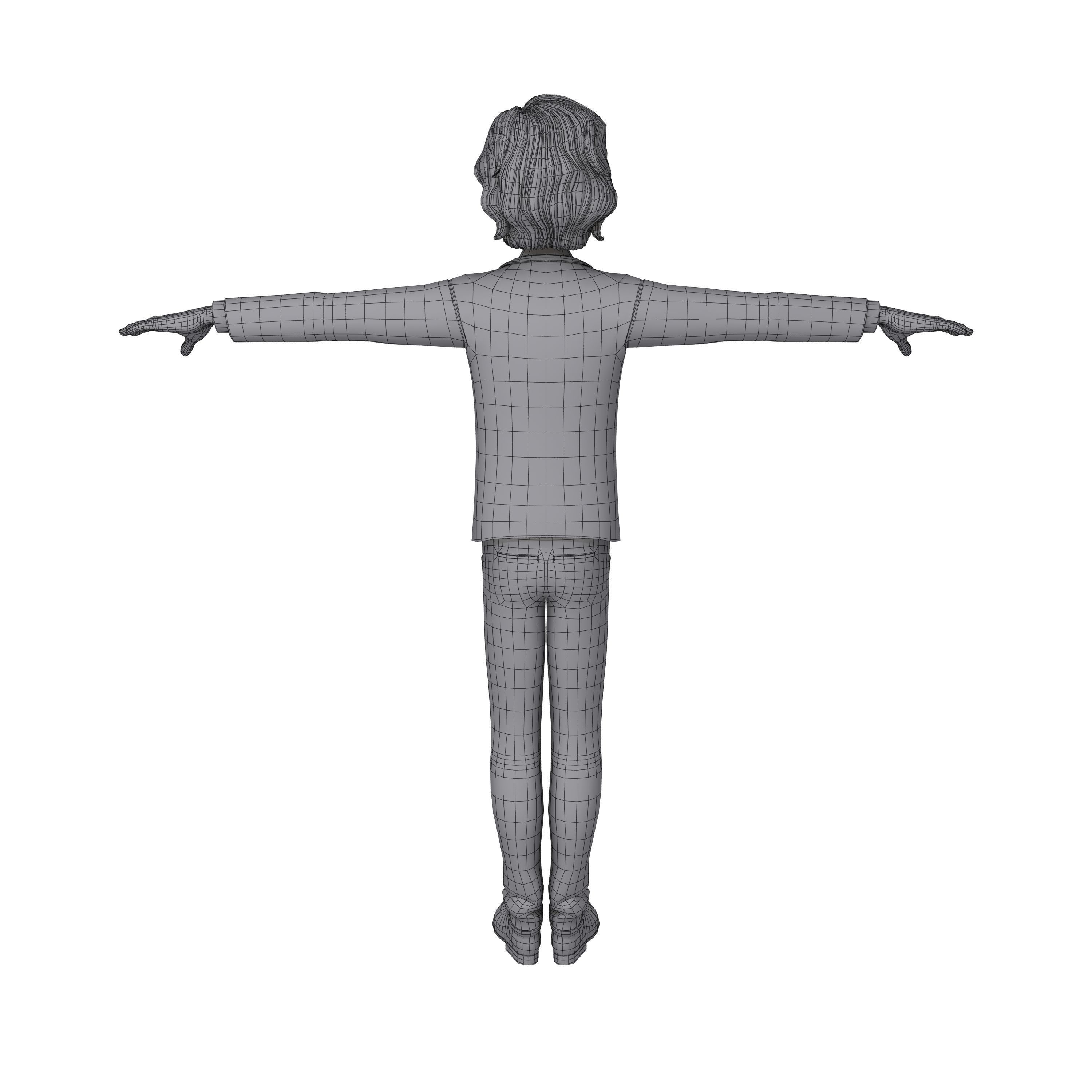 Student young man cartoon 01 3D model_6