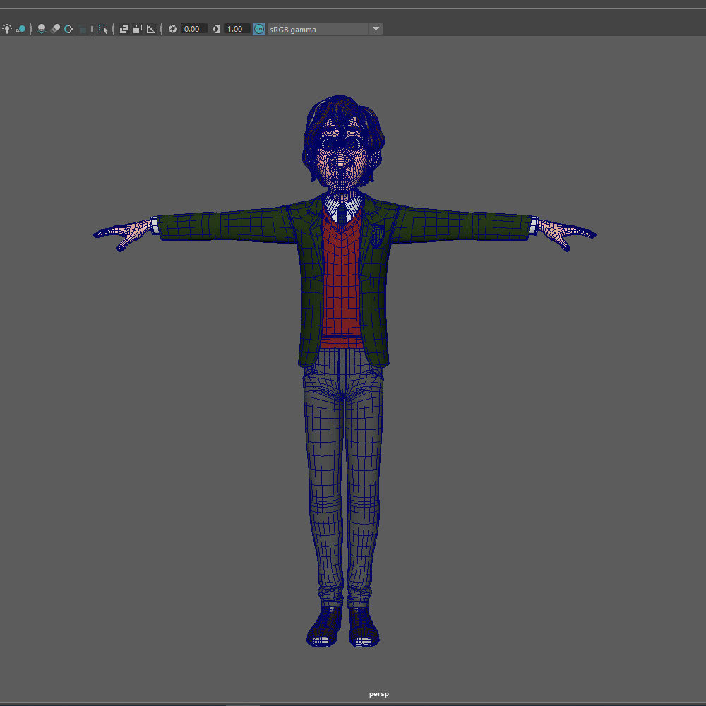 Student young man cartoon 01 3D model_13
