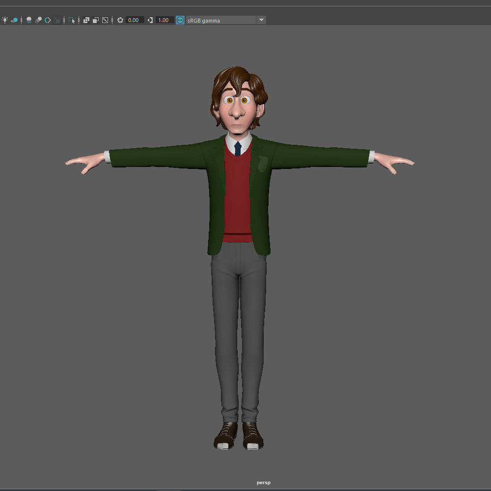 Student young man cartoon 01 3D model_12