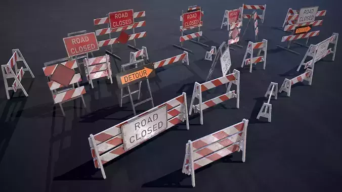 Barricade and Signs - set