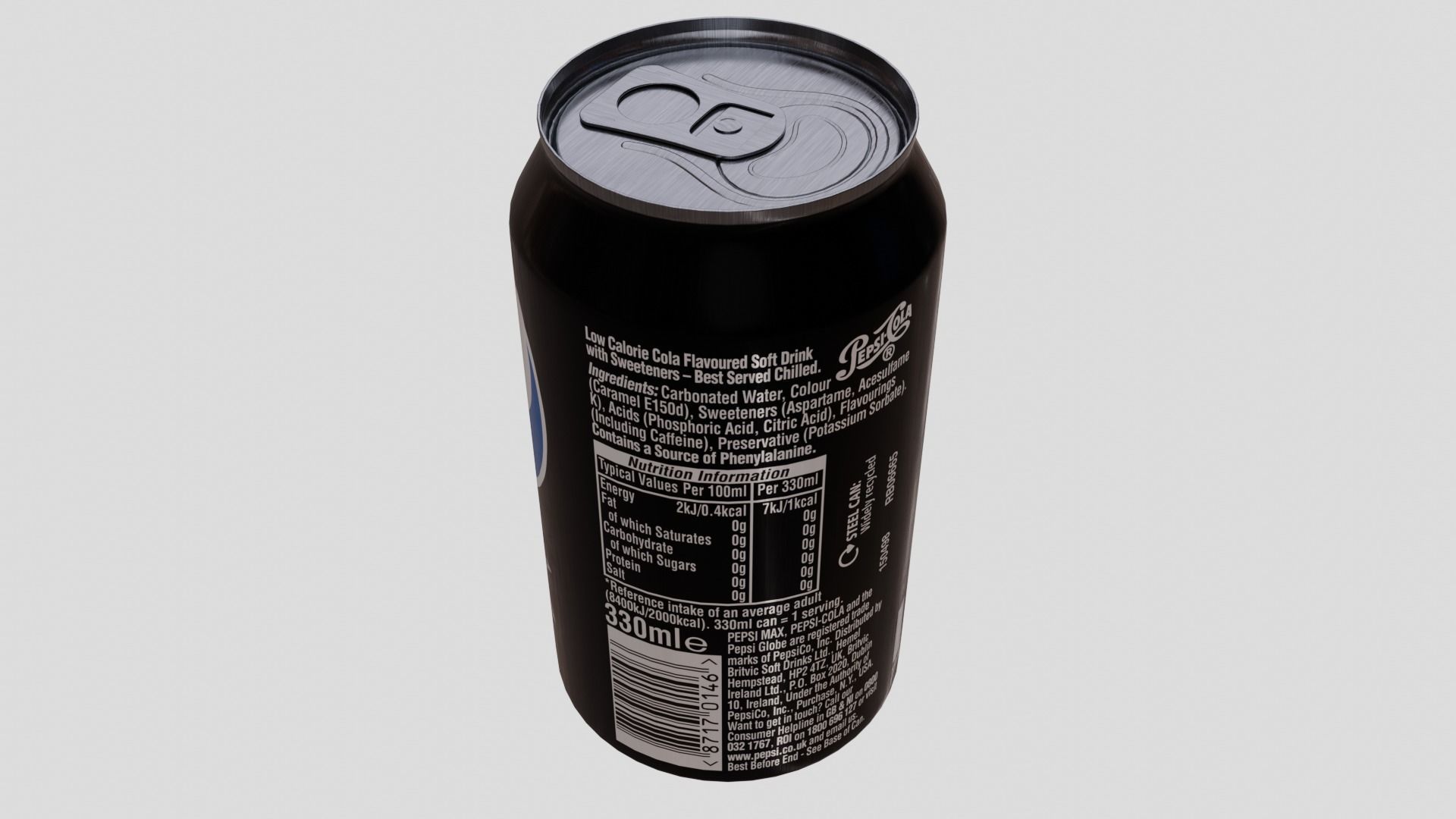 Pepsi Max Can Low-poly 3D model_11