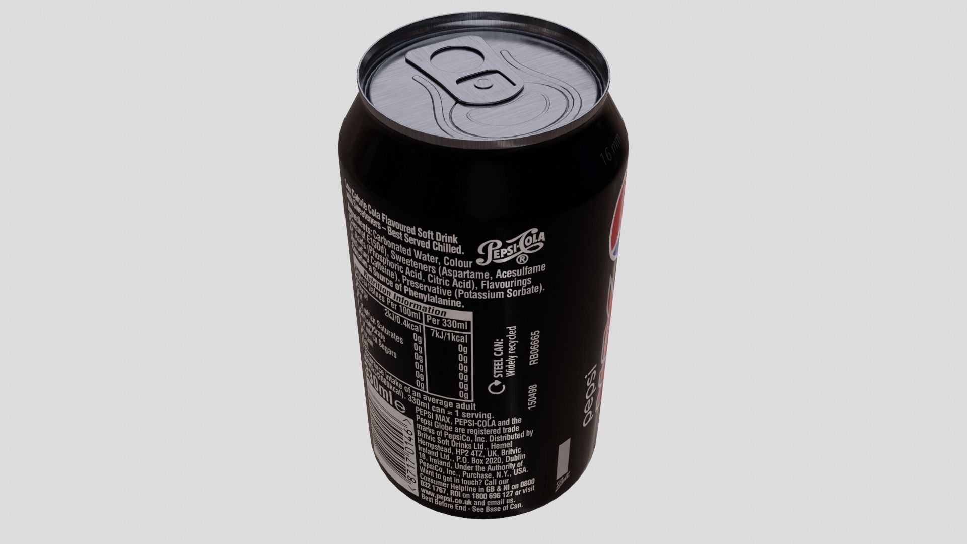 Pepsi Max Can Low-poly 3D model_10