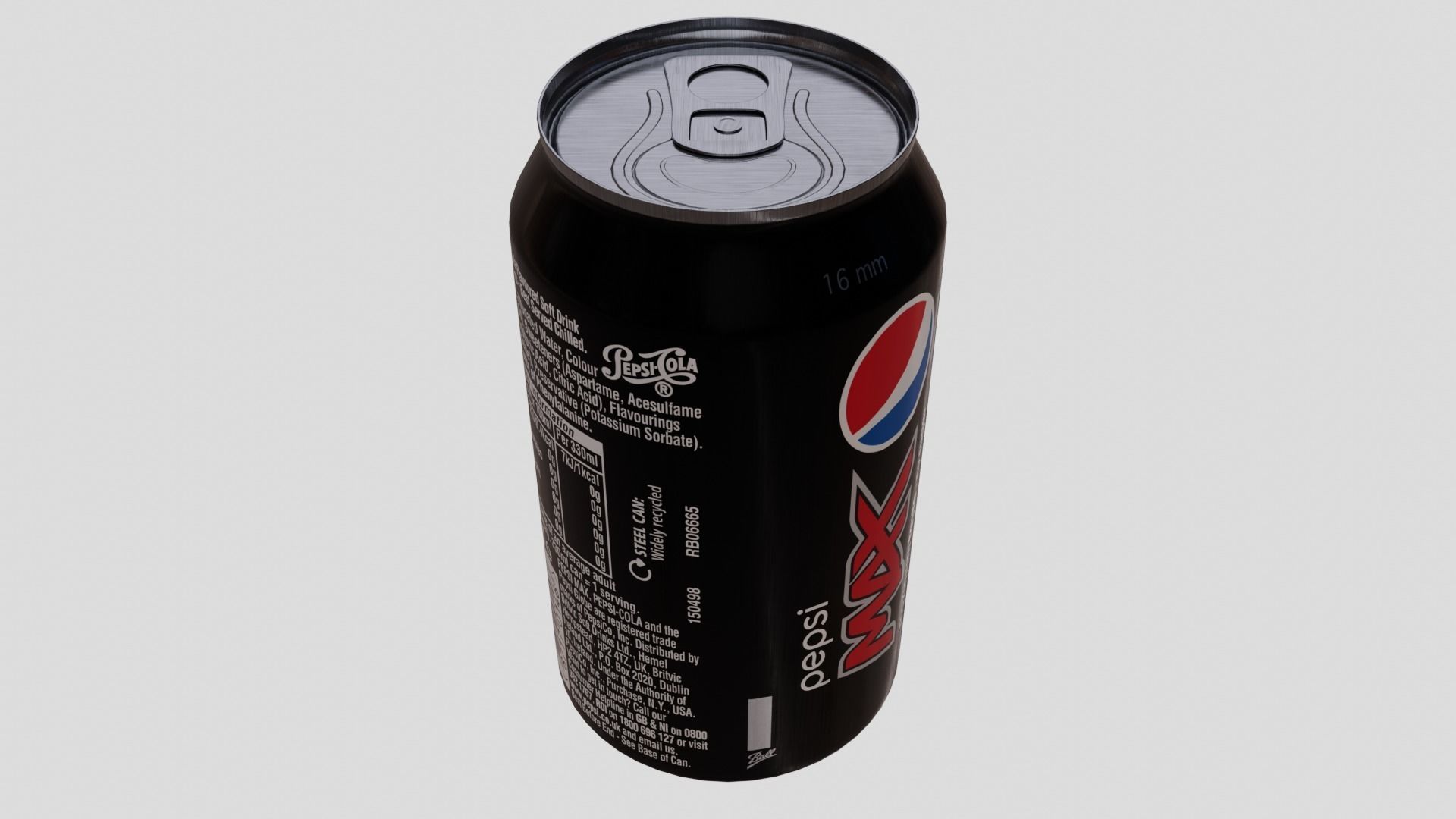 Pepsi Max Can Low-poly 3D model_9