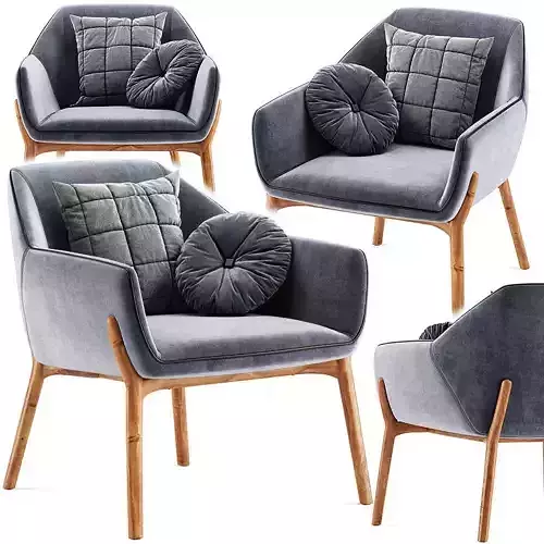 Nido Lounge Chair Wood Base 3D model