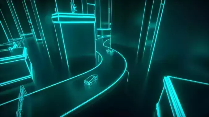 Futuristic Neon City Kitbash  3D model