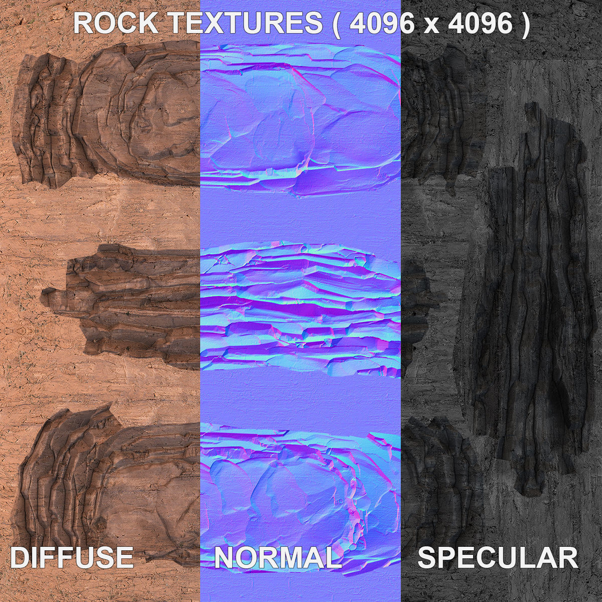 Layered Rock Low-poly 3D model_9