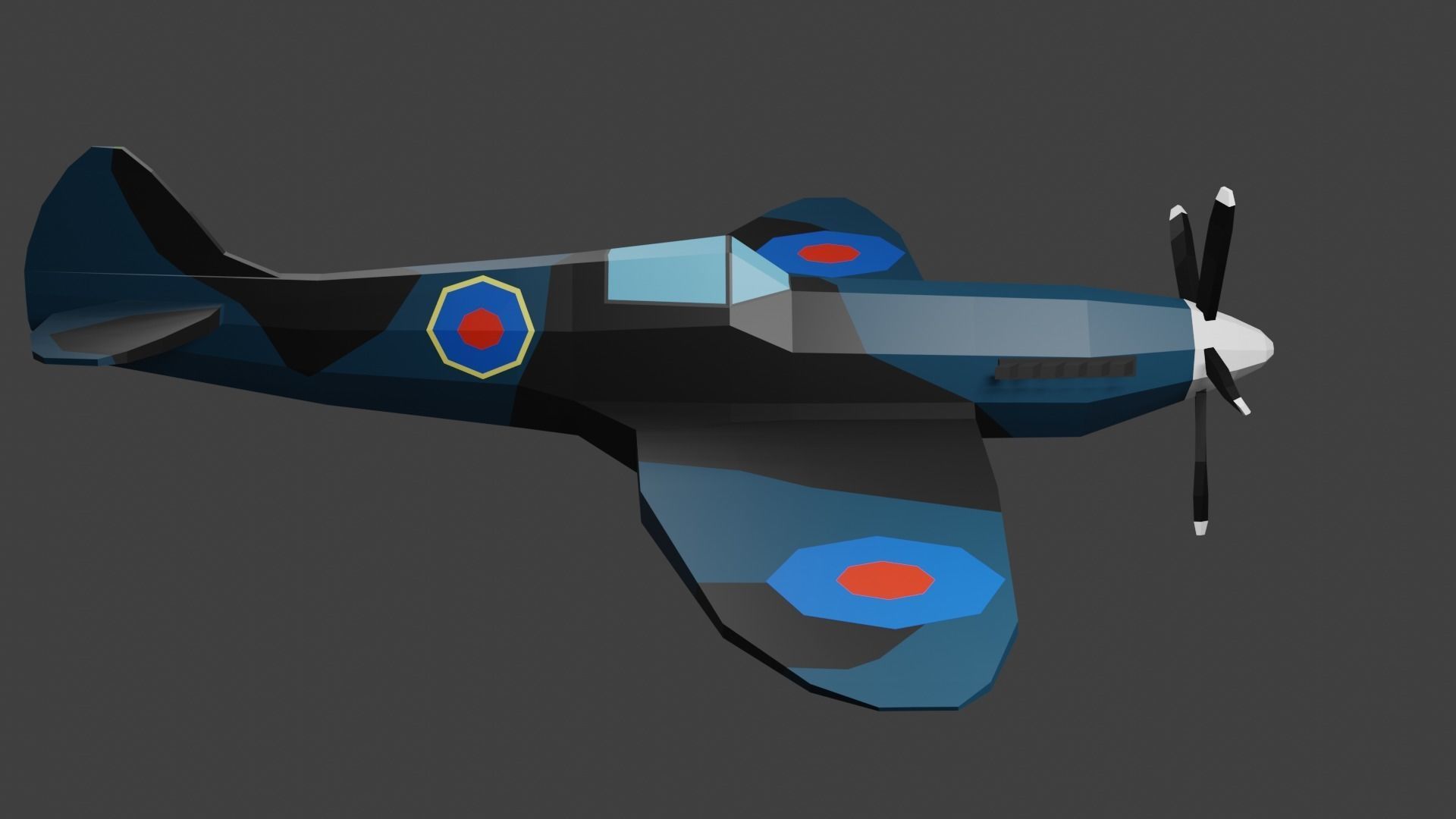 Supermarine Spitfire Low-poly 3D model_2