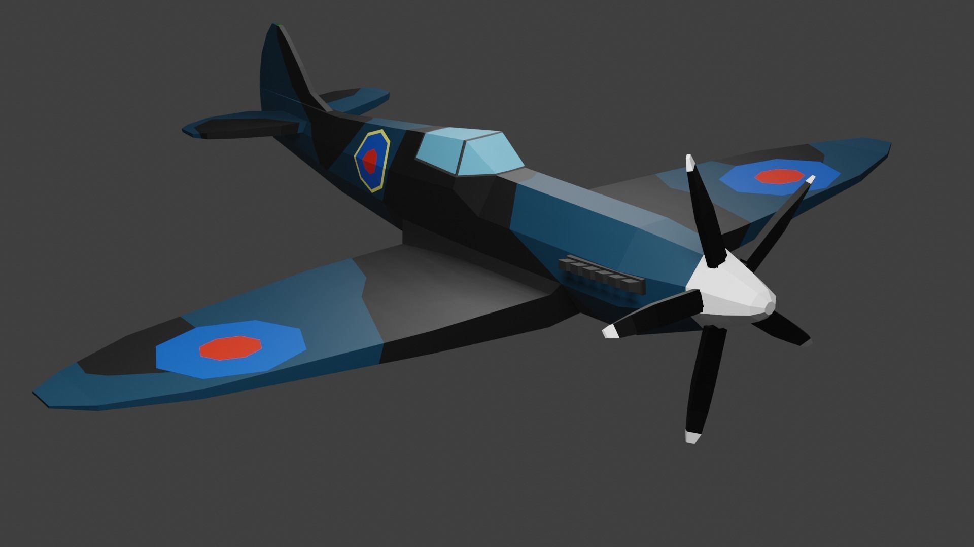 Supermarine Spitfire Low-poly 3D model_1