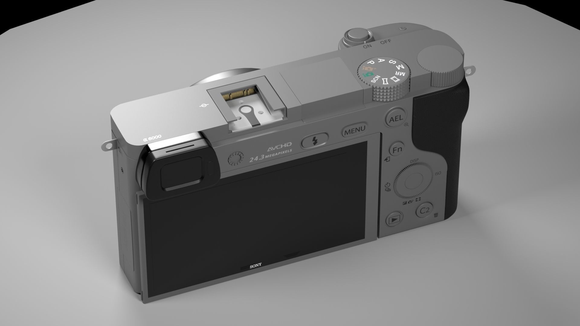black and silver Camera Sony A6000  3D model_16