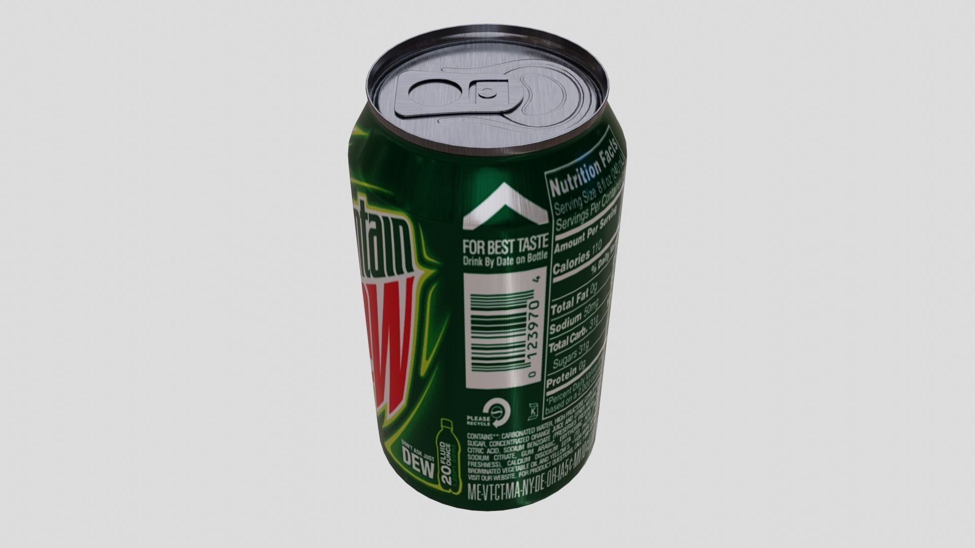 Mountain Dew Can Low-poly 3D model_9