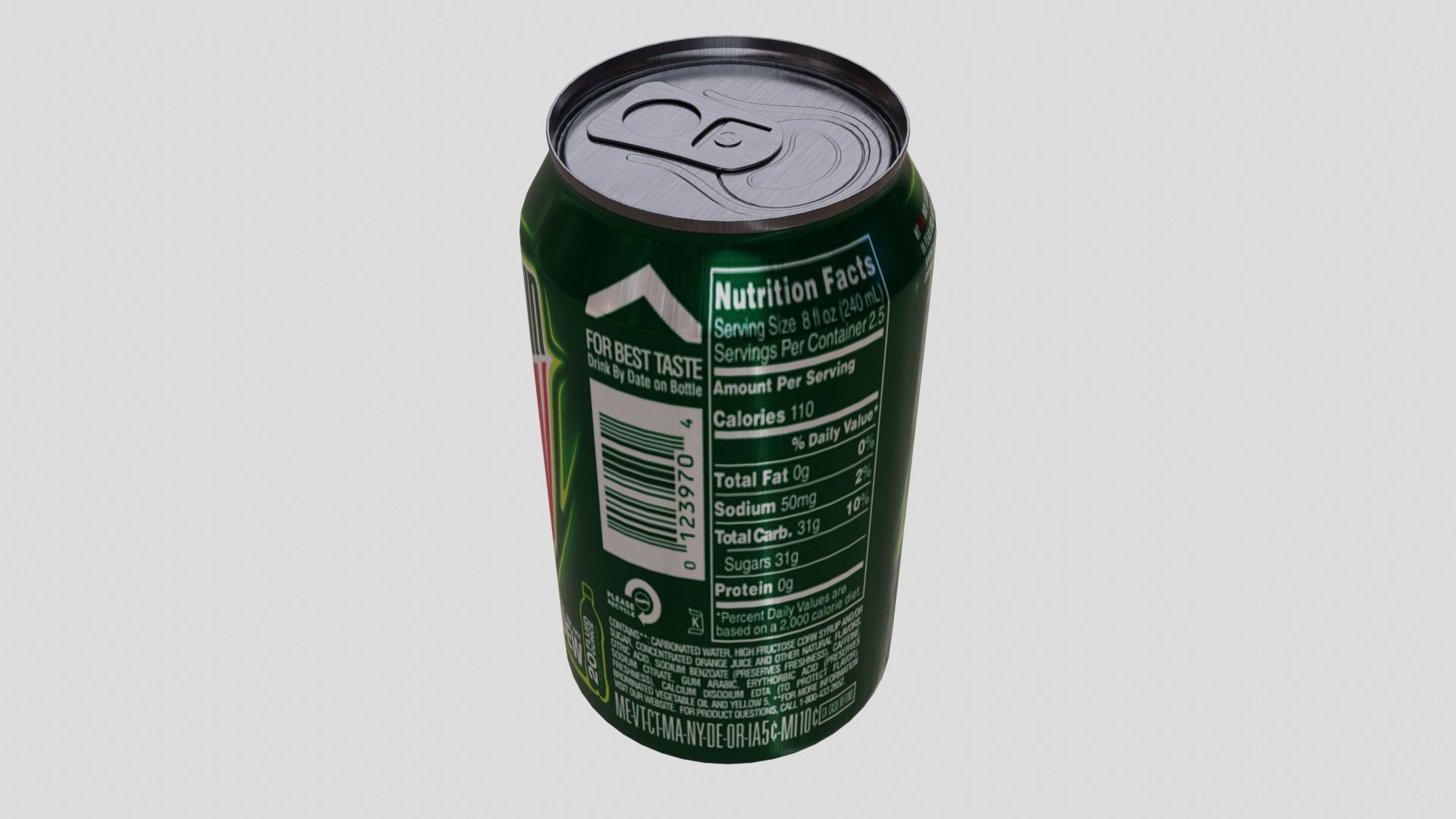 Mountain Dew Can Low-poly 3D model_8
