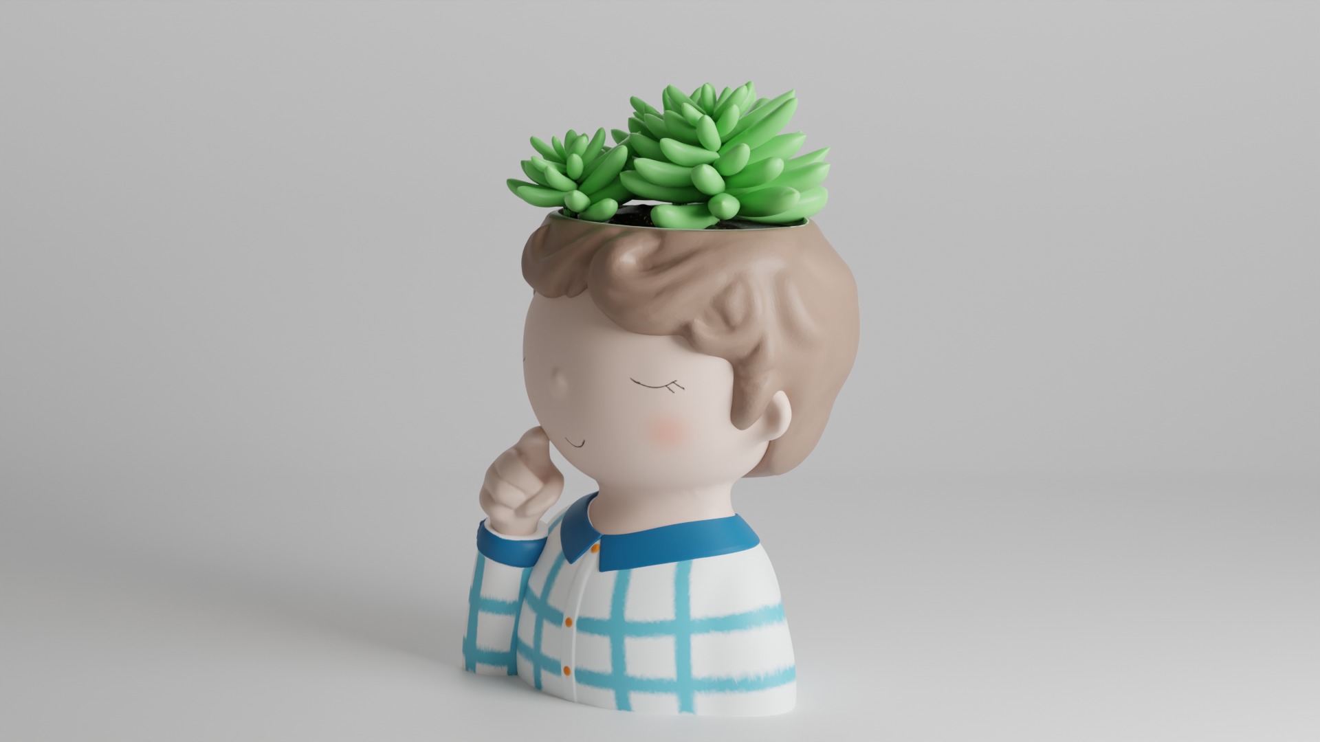 Whimsical Boy Planter 3D print model_7