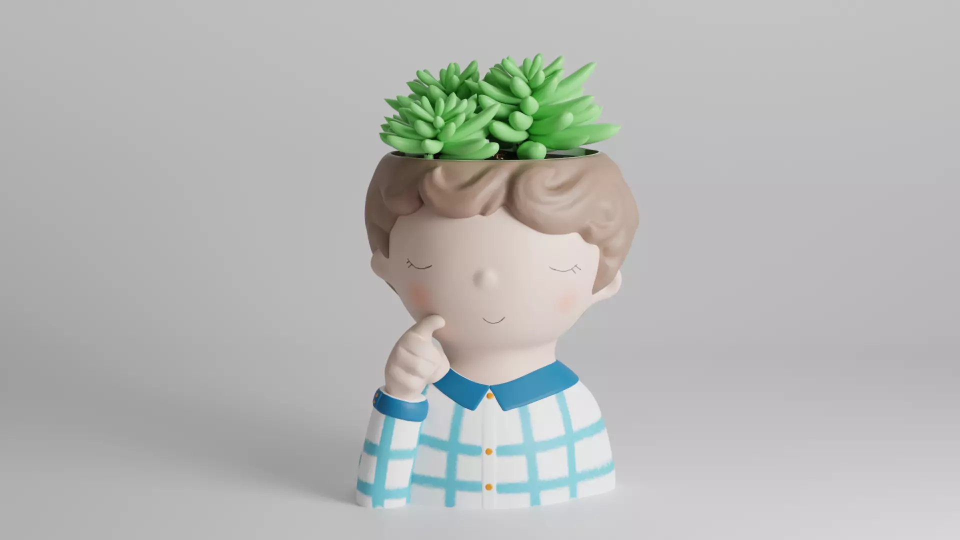 Whimsical Boy Planter 3D print model_0
