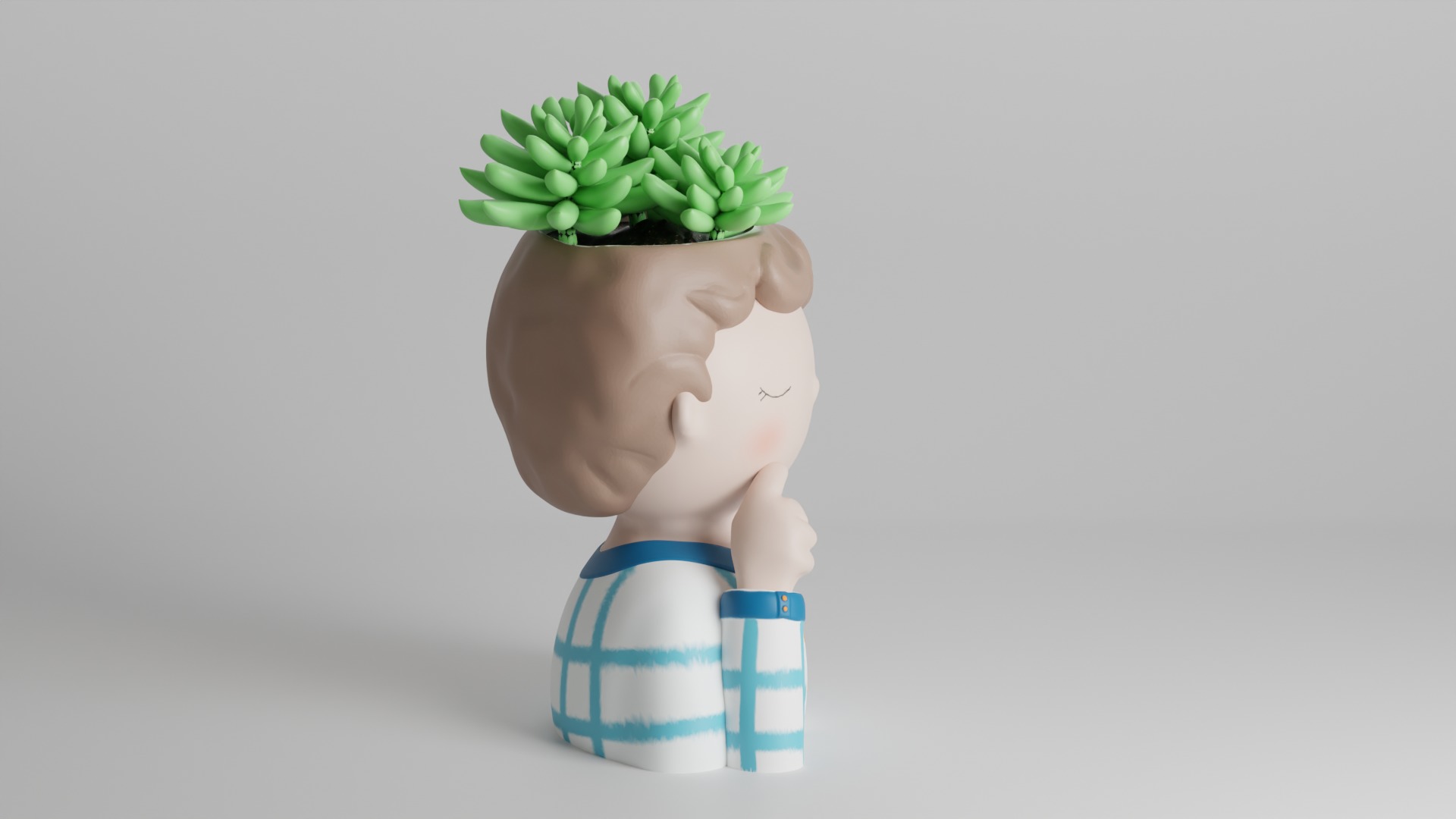 Whimsical Boy Planter 3D print model_2