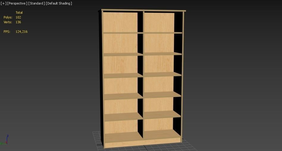 lowpoly bookshelf 2 plywood Low-poly 3D model_17