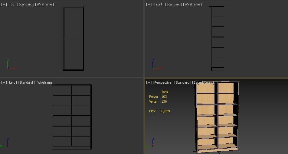 lowpoly bookshelf 2 plywood Low-poly 3D model_19