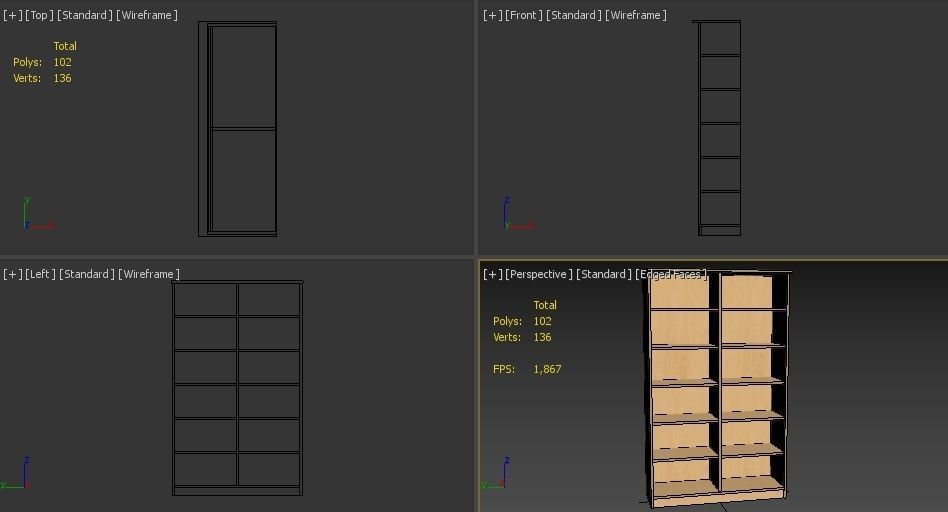 lowpoly bookshelf 2 plywood Low-poly 3D model_23