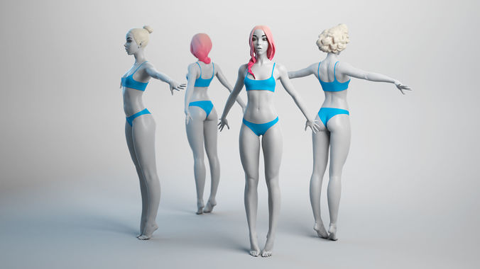 Female Basemesh 03 Low-poly 3D model