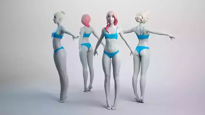 Female Basemesh 03 Low-poly 3D model