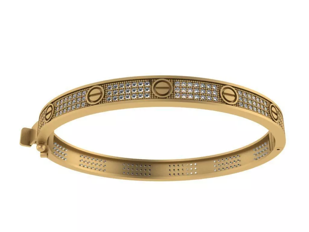 bracelet gold with diamonds 3D model_0