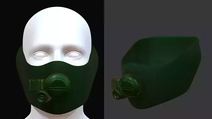 Gas mask respirator futuristic fantasy plastic Low-poly 