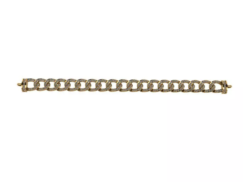 Chain gold curb link bracelet 3D model_0