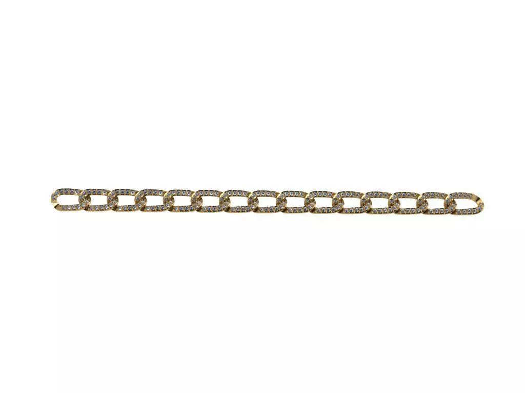 Chain gold plated link bracelet 3D model_0