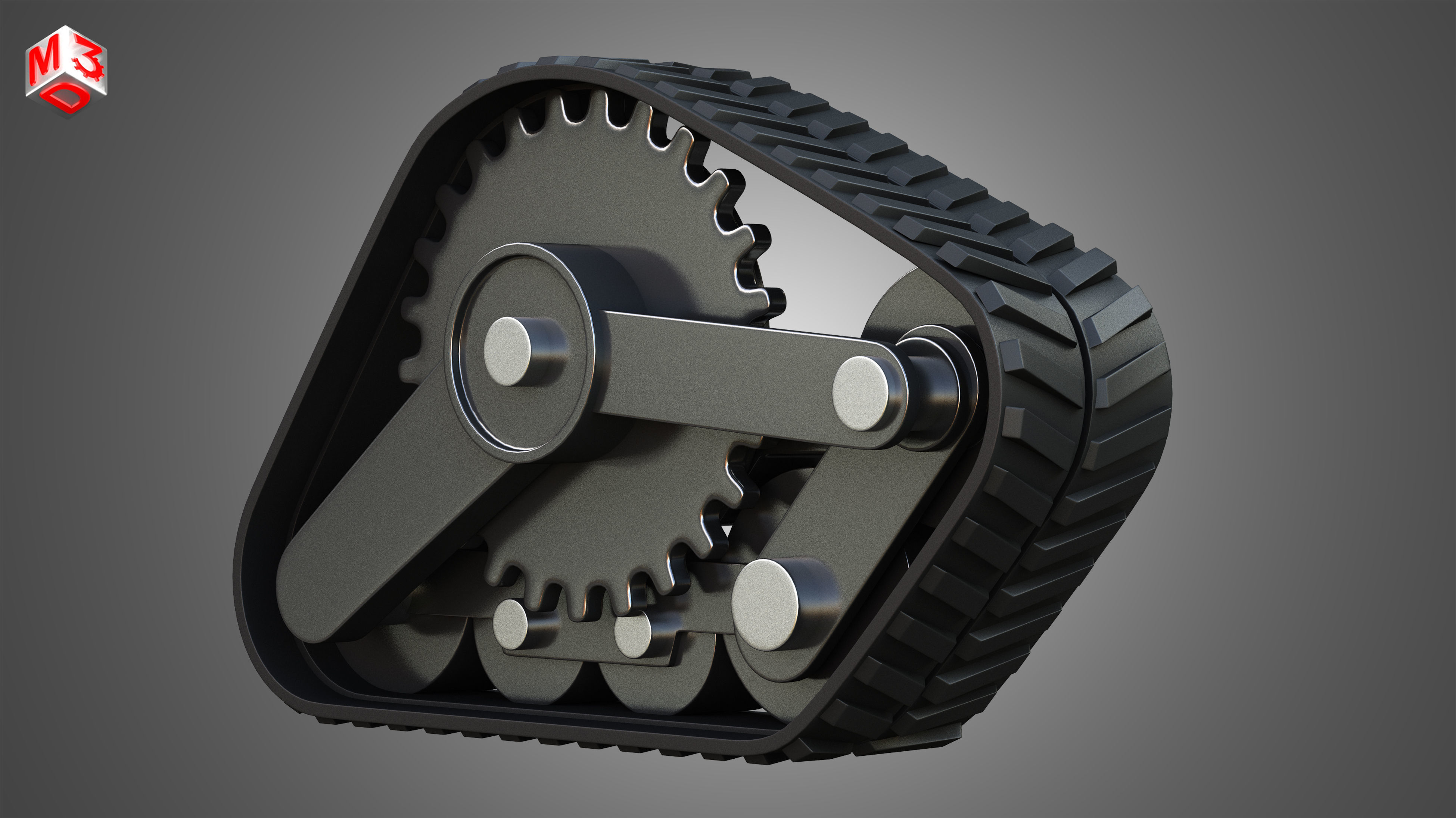  Rubber Track System 3 - Combine Harvester - Crawler Tractor  3D model_3