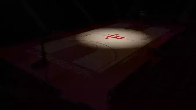 Basketball Stadium With Houston Rockets Texture